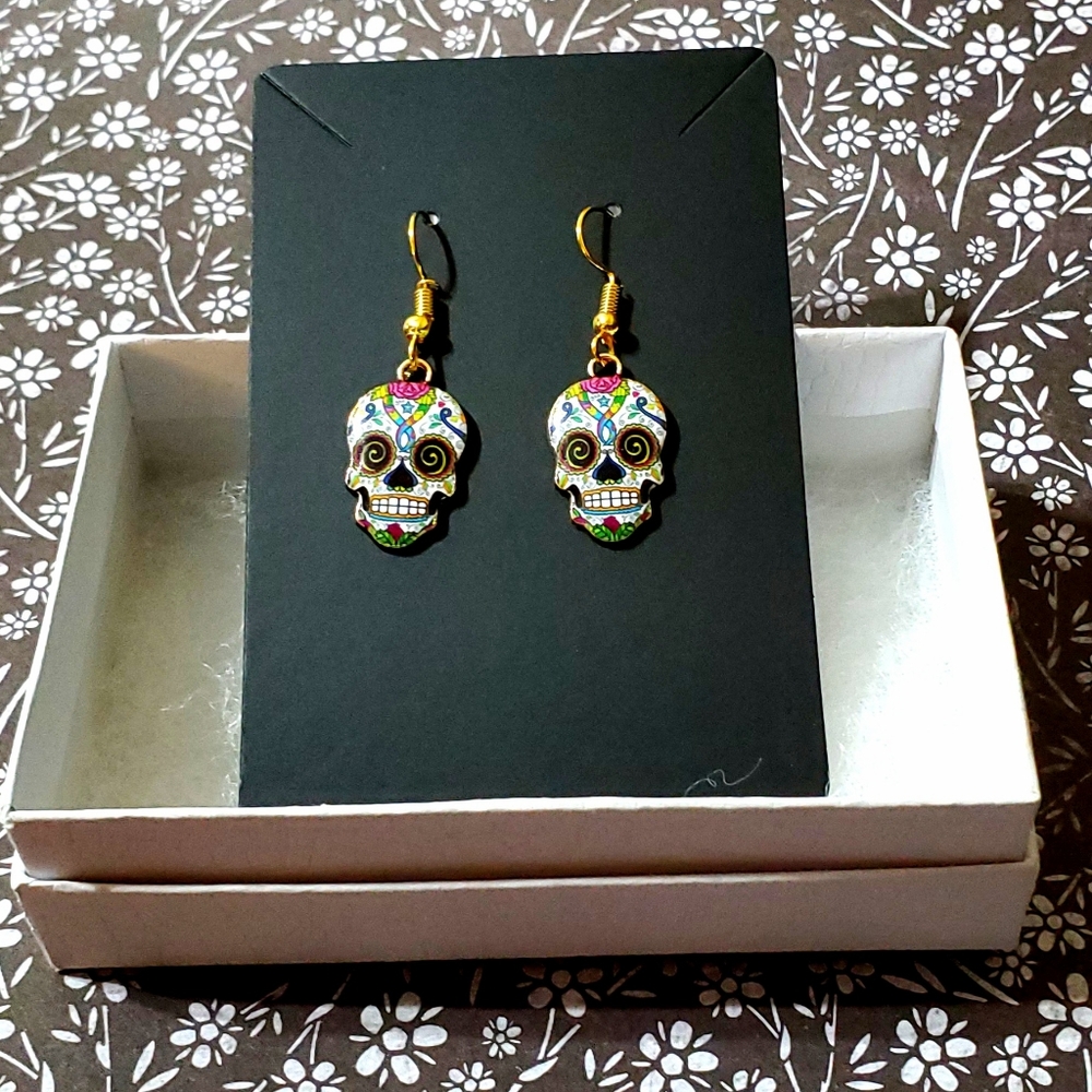 Sugar Skull Dia De Los Muertos Earrings Halloween